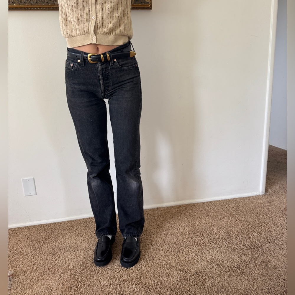 Vintage Distressed Levi's Black Straight Leg Jeans